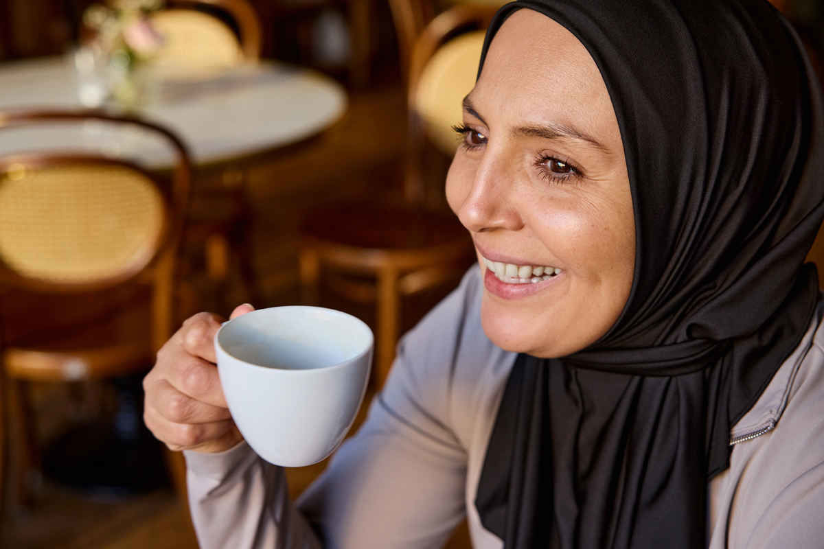 Fikria med en kaffe i hånden